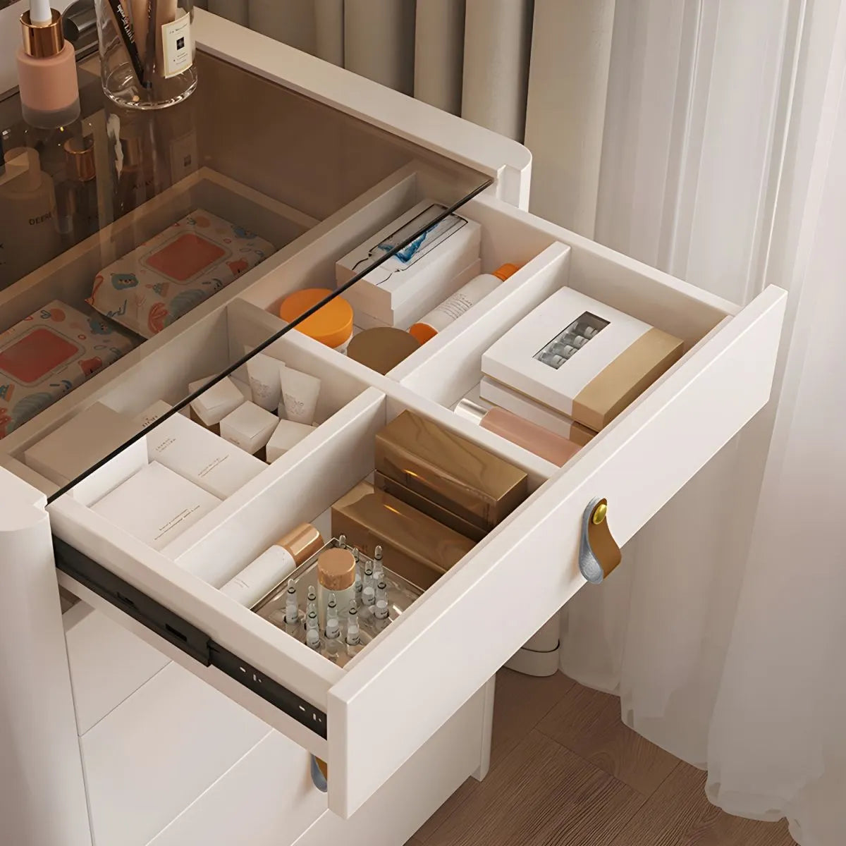 Ivory – Hopfällbart Sminkbord med Spegel