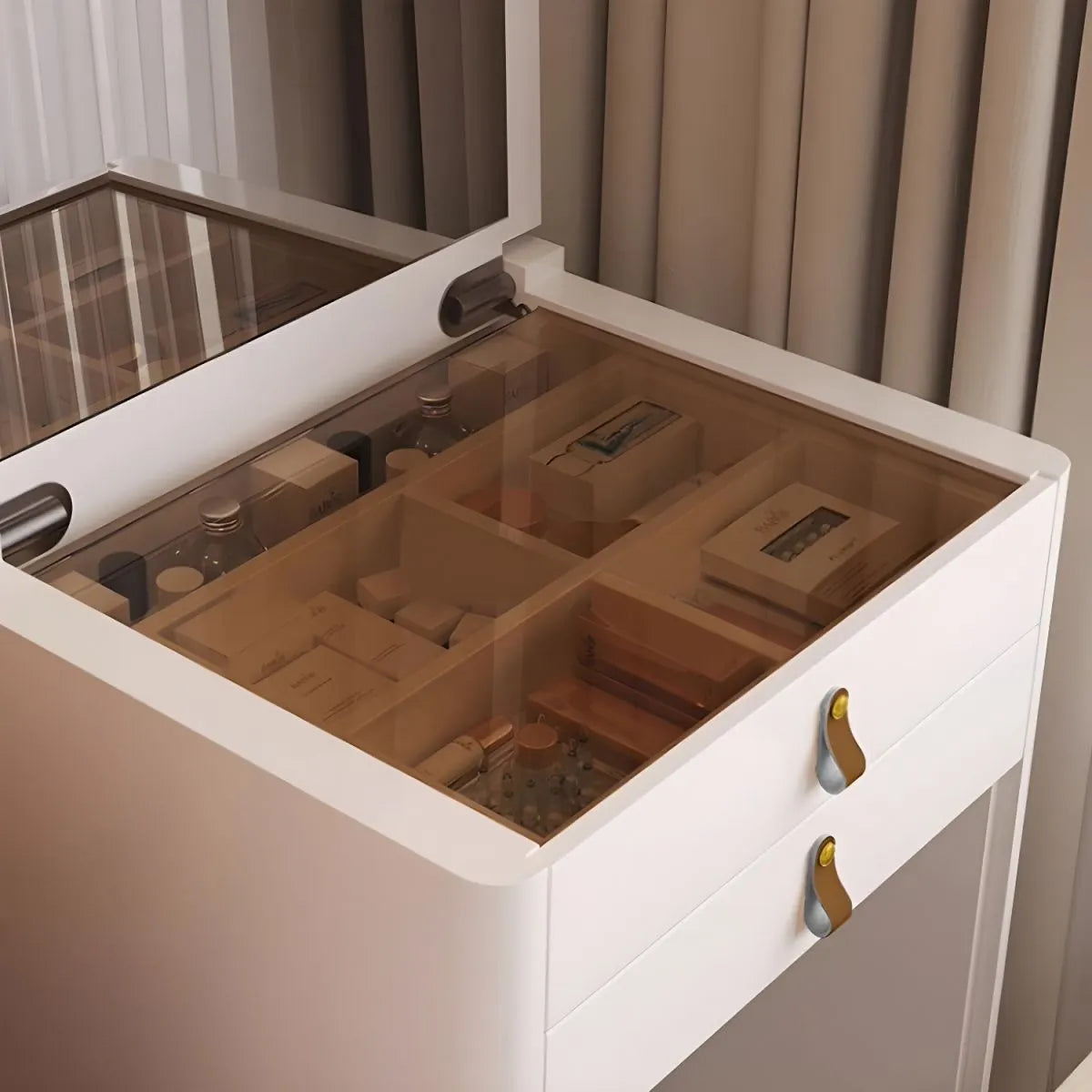 Ivory – Hopfällbart Sminkbord med Spegel