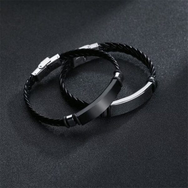 Nox – Midnight Weave Schwarz-Silbernes Geflochtenes Armband
