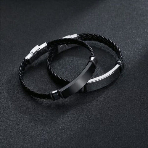 Nox – Midnight Weave Schwarz-Silbernes Geflochtenes Armband