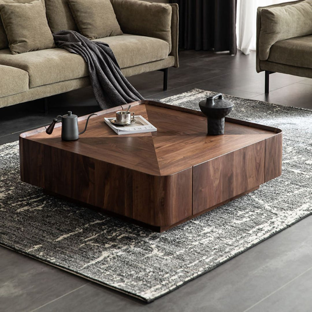 Veda – Geometriskt Soffbord i Massiv Valnöt