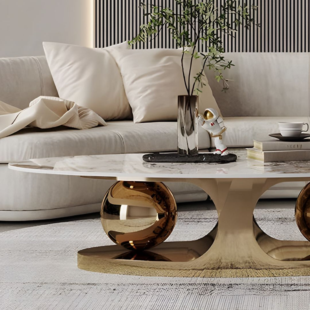 Luxor – Exklusivt Soffbord i Marmor och Guld