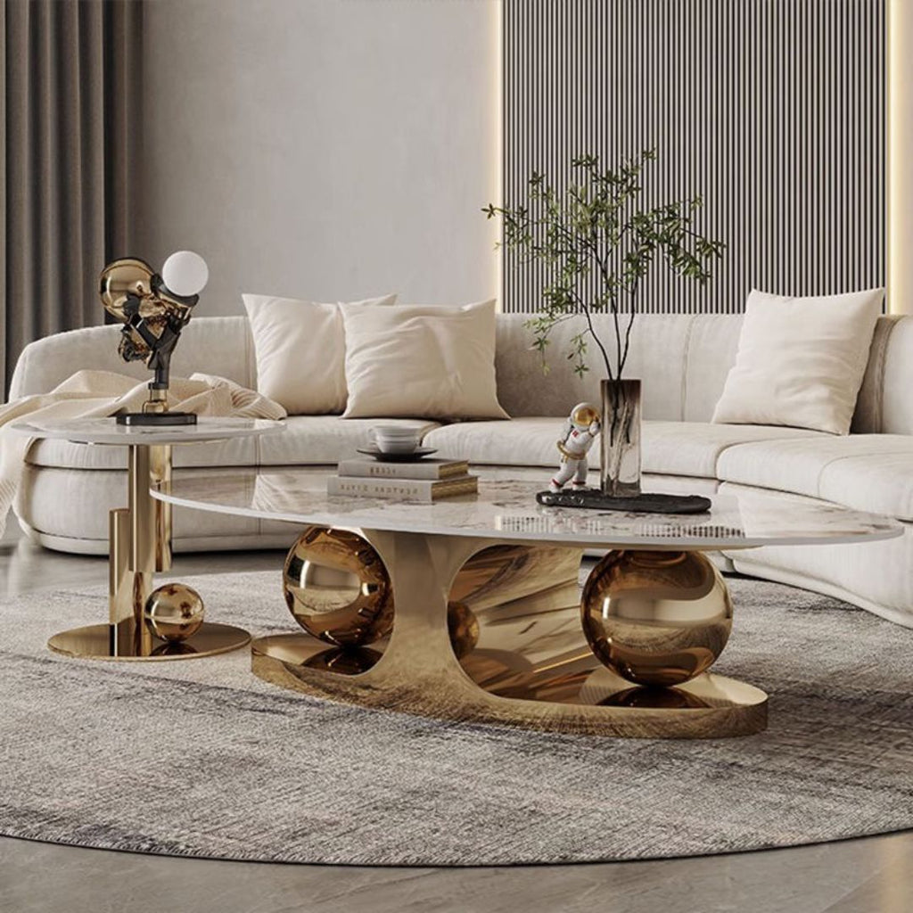 Luxor – Exklusivt Soffbord i Marmor och Guld