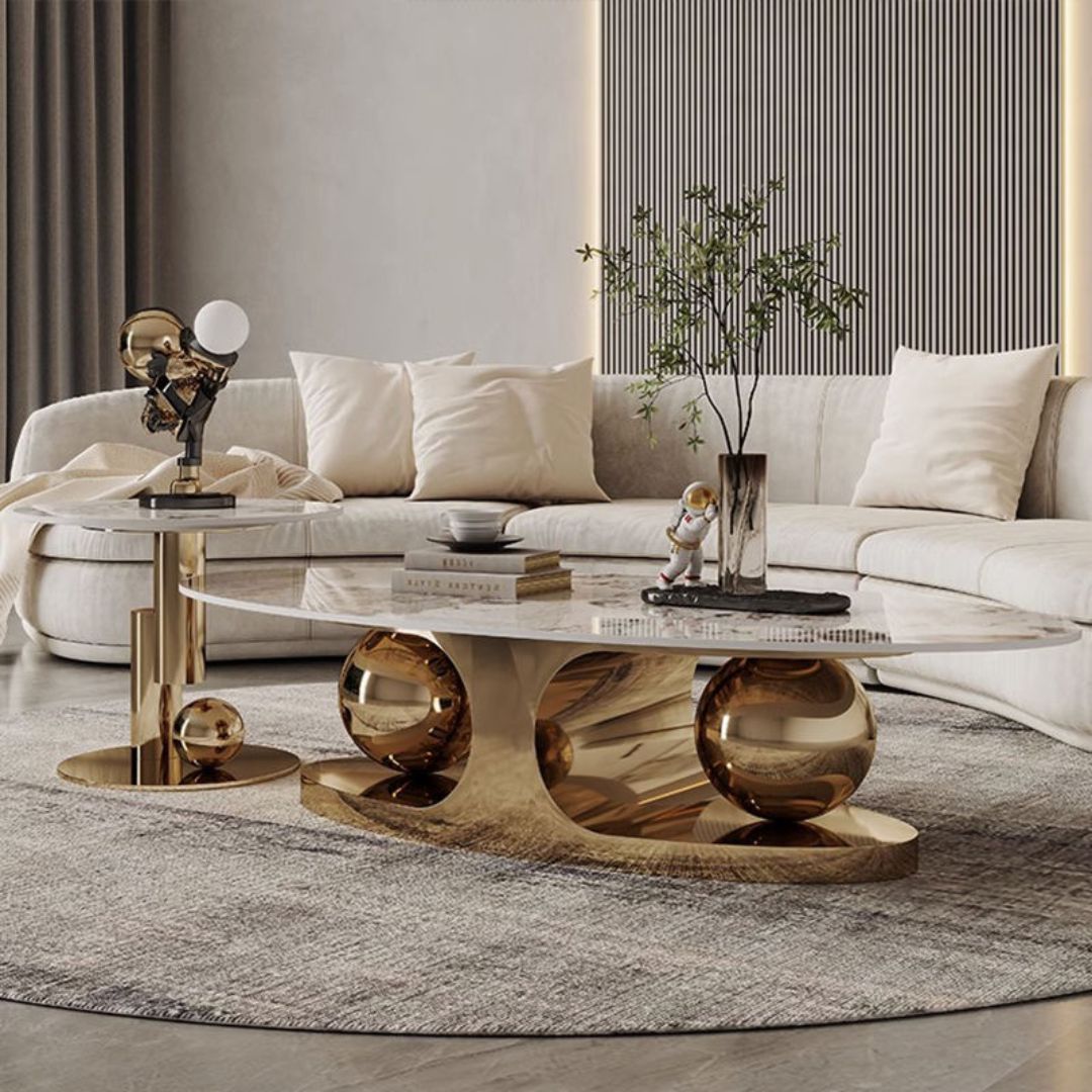 Luxor – Exklusivt Soffbord i Marmor och Guld